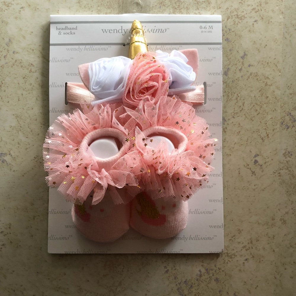 Unicorn Baby Socks and Headband